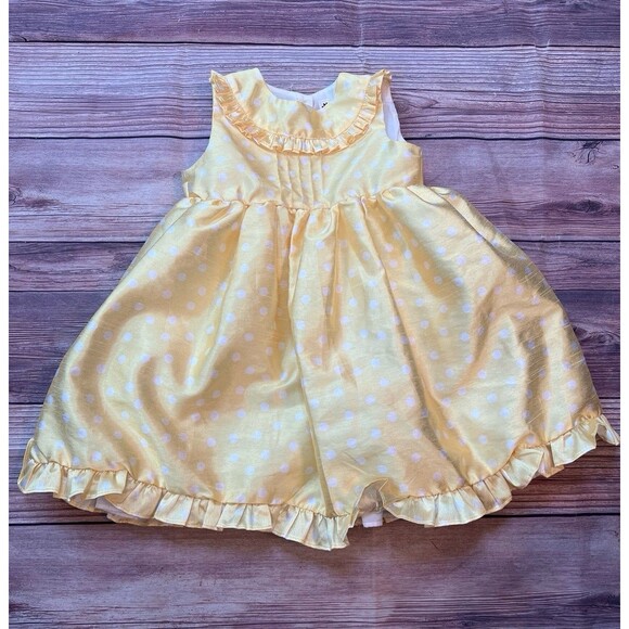 Cherokee Girls 18 Month Dress with Matching Cardigan, yellow, white polka dots - Picture 1 of 9